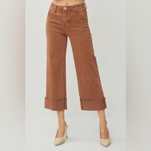 RIsen Jeans Stylish Cappuccino color Wide Cuffed Leg Jeans